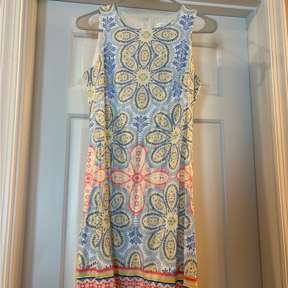 London Times Blue and Yellow Floral Mini Dress